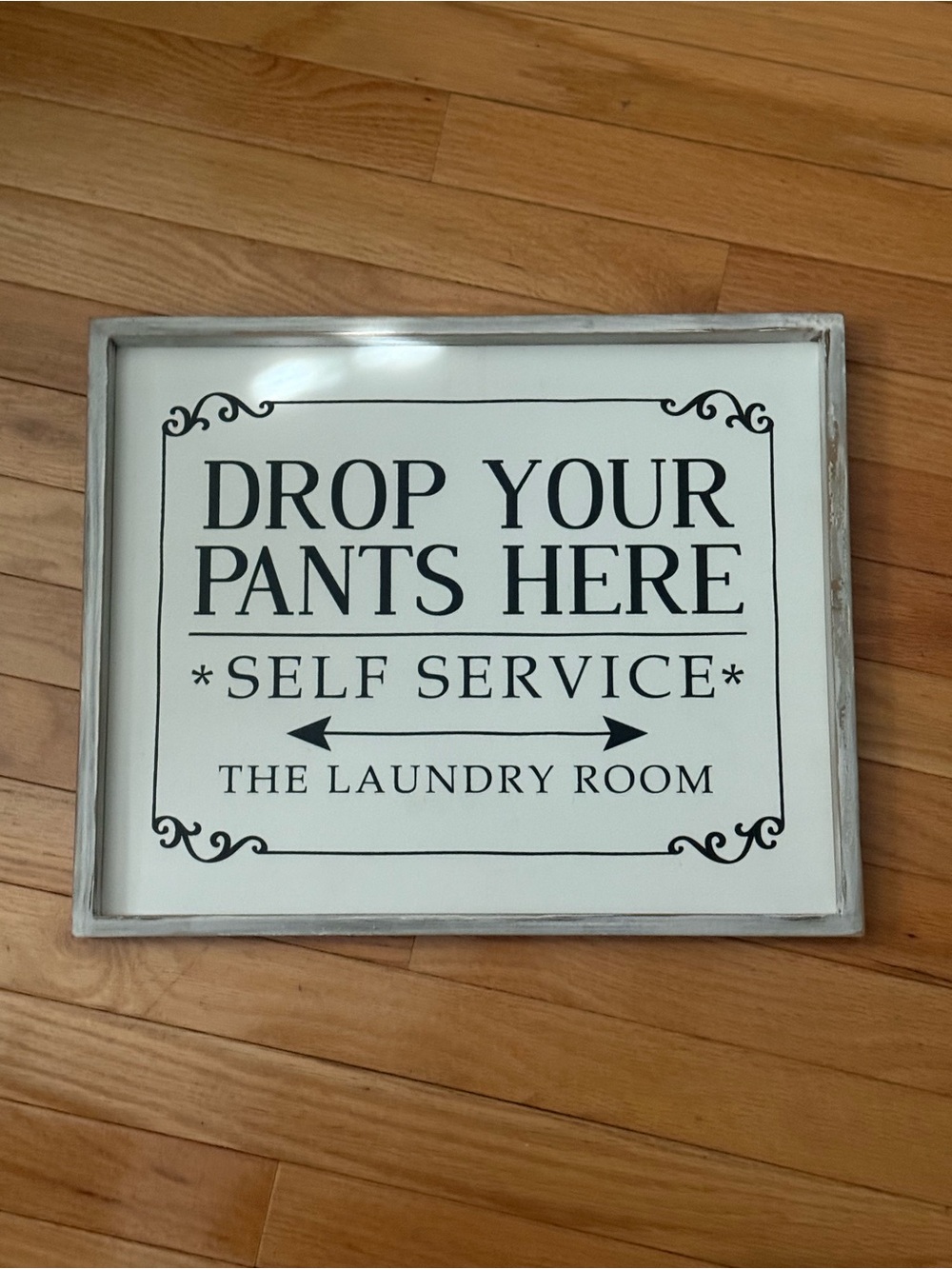 Laundry Room Wall Sign - White and Black Rustic Frame